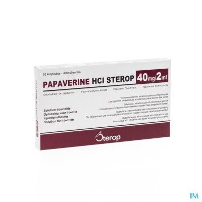Papaverine Hcl Amp 10 X 40mg/2ml