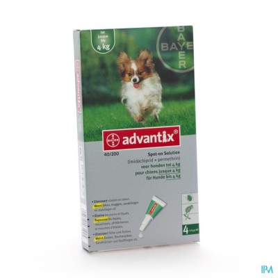 ADVANTIX 40/ 200 HONDEN < 4KG FL 4X0,4ML